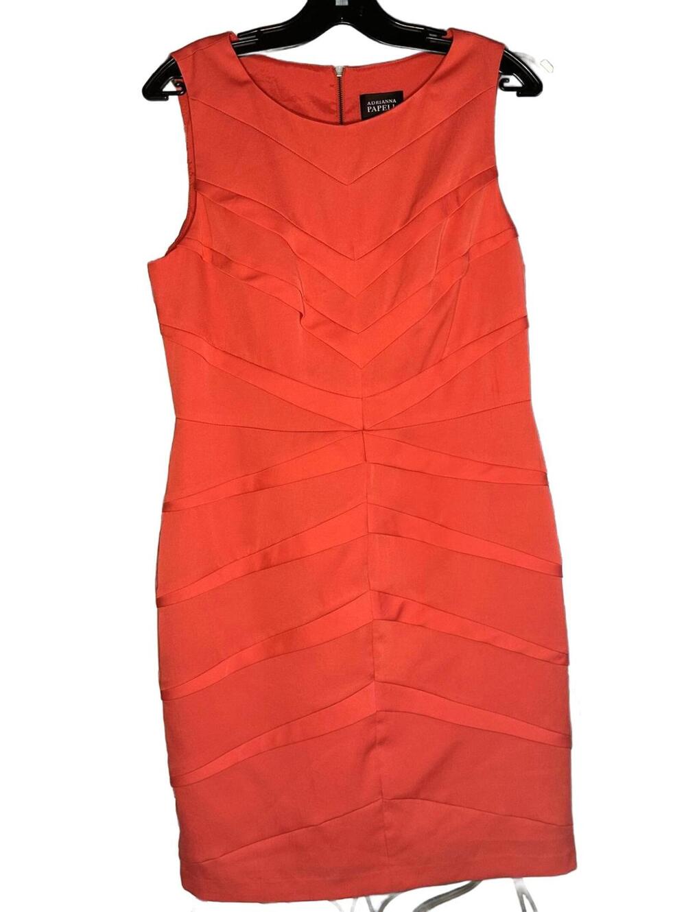 Adrianna Papell Coral Ruched Layered Sleeveles Bodycon Dress - size 14